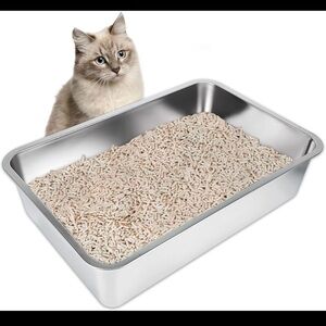 Stainless Steel Cat Litter Box - Silver